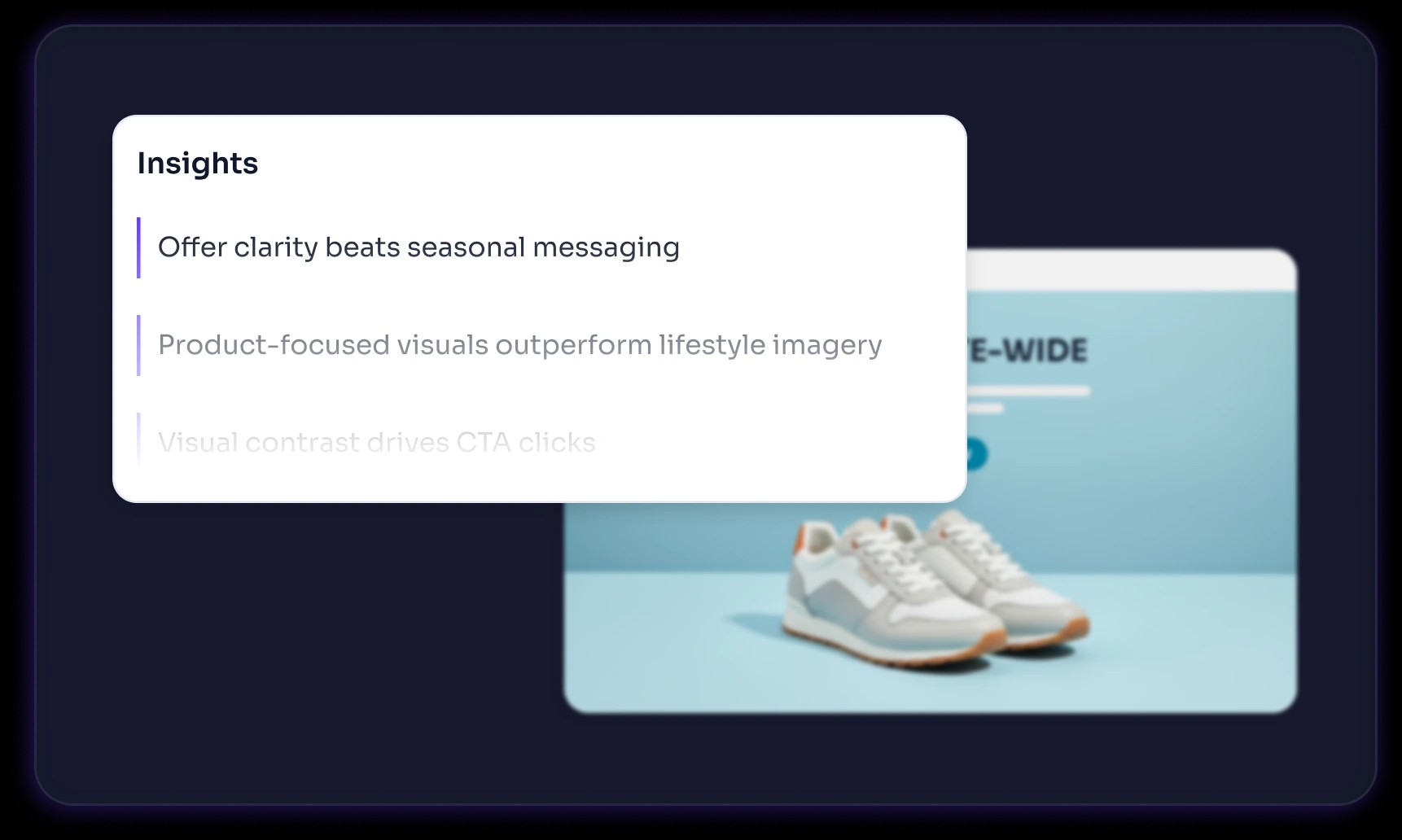 Insights documented from a completed test