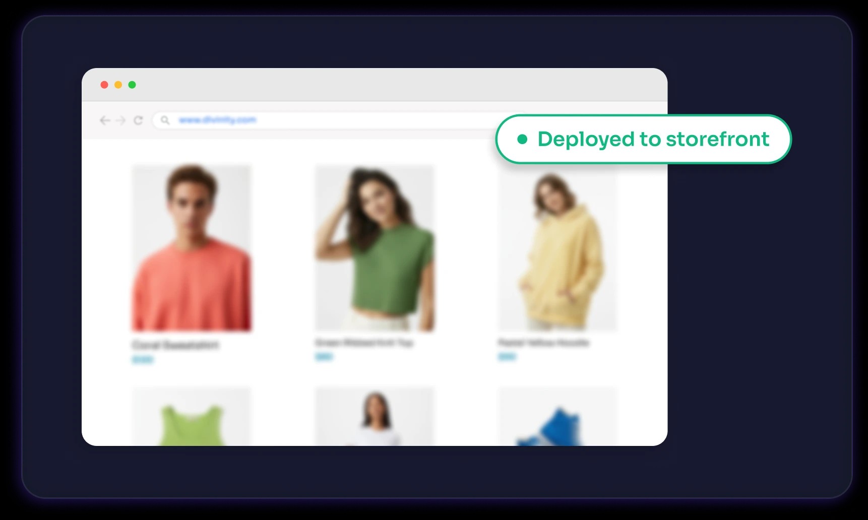 A storefront with a test deployed to it